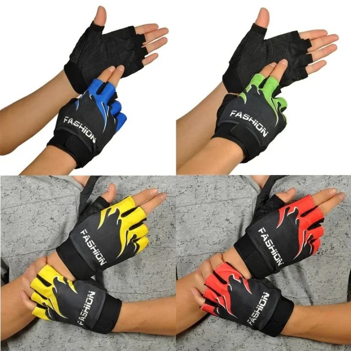 HOT 1pair Half Finger Fingerless Cycling Gloves Men Outdoor Sports Gym Cycling Gloves Hiking Gel Half Finger Breathable Bike Gloves