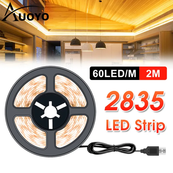 Auoyo 2835 LED Strip Lights Warm White LED Lights String Lighting Flexible Strip Light B lue to oth Non Waterproof Indoor Decoration Strip Lights 2M/5M