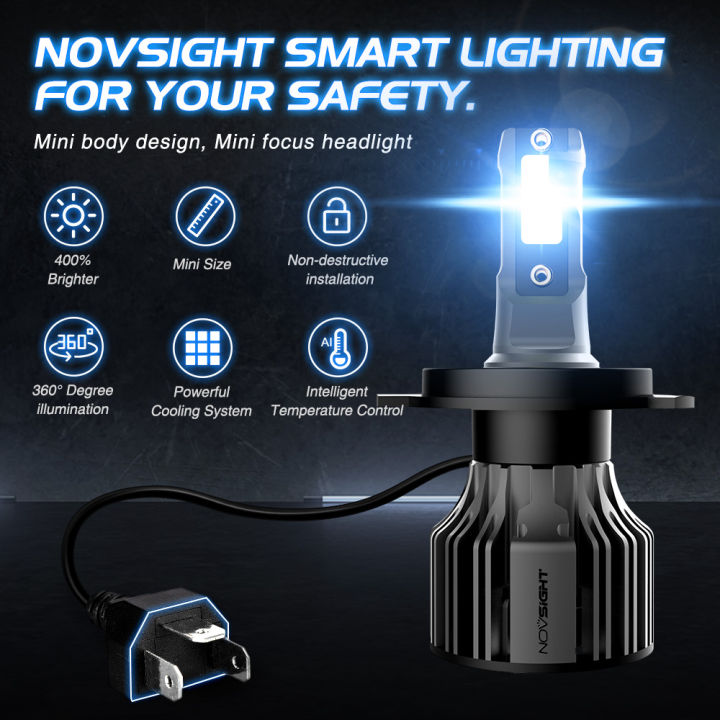 NOVSIGHT%20Mini%20Car%20LED%20Headlight%20Bulbs%20H4%20LED%20lights%20Super%20bright%2072W%2010000LM%20Auto%20Headlamps%20Fog%20lights%20Kit%206000K%20White%20-%20Image%203