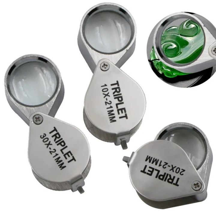 magnifying glass Pocket Jewelry Loupe 30X 20X 10X Jewelers Eye Magnifying Glass Magnifier LED/UV Illuminated Loop Folding For Stamp Rock CollectInspection Tools