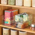 Kitchen Clear Storage Box, Plastic Stackable Containers with Handles for Refrigerator, Freezer, Pantry, Shelves Space Saver. 