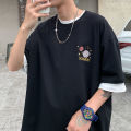 [48 Hourly Delivery ] Hong Kong Style Summer Pure Cotton T T-shirt Men's Loose Korean Style Trendy All-Matching Fashion Brand Top Clothes Casual Half Sleeve ins Short Sleeve Men. 