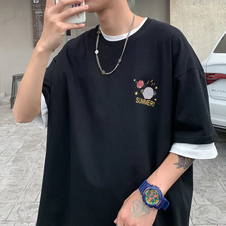 %5B48%20Hourly%20Delivery%20%5D%20Hong%20Kong%20Style%20Summer%20Pure%20Cotton%20T%20T-shirt%20Men's%20Loose%20Korean%20Style%20Trendy%20All-Matching%20Fashion%20Brand%20Top%20Clothes%20Casual%20Half%20Sleeve%20ins%20Short%20Sleeve%20Men%20-%20Image%202