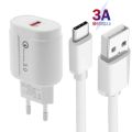 Quick Charge 3.0 USB Fast Charger For OPPO Reno 6 5 4 Pro A54 A74 A94 A53 F19 Pro Find X3 X2 Pro 5G Charger Type C Data Cable. 