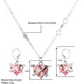 Fashion Women New Jewelry Set Luxury Crystal Pink Heart Necklace Earrings for Women Girl. 