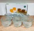 6pcs 120ml Small Clear Vertical Stripe Glass Cup. 