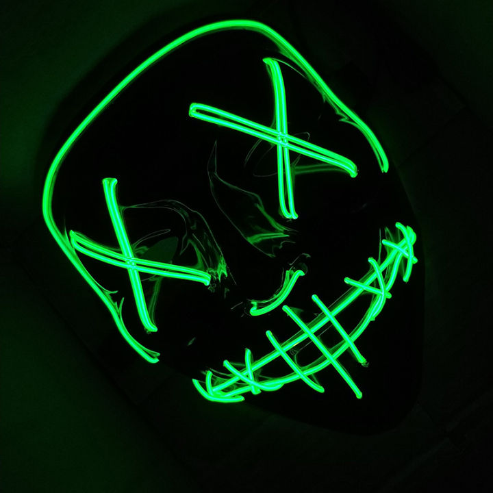 LED Glow Mask EL Wire Light Up The Purge Movie Costume Light  Party