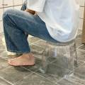 Acrylic Bathroom Stool Shoe Changing Stool Multifunctional Stable Portable Non for. 