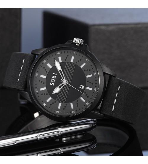 SOKI%20Men's%20Black%20Leather%20Auto%20Date%20Display%20Wrist%20Watch%20319%20-%20Image%204