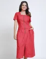 Spring & Summer Square Neck Dress with Front Pockets. 