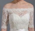 Women's Off Shoulder Lace Bolero Jacket / Bridal Embroidery Shrug / Sheer Applique Crop Top. 