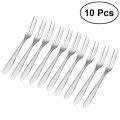 10Pcs Stainless Steel Fruit Fork 13cm Two-tine Snack Cake Dessert Forks Tableware Restaurant Home Kitchen Accessory. 