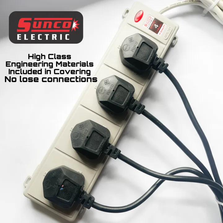 Sunco%204%20Way%20Extension%20Wire%20Cord%2010ft%20/Multi%20Plug,Trailing%20Socket,Wire%20Code%20(5A),Square%20plug%20-%20Image%204