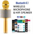 WS-858 Wireless Bluetooth Handheld Microphone Stand Karaoke Mike with Speaker Audio Recording for Cellphone. 