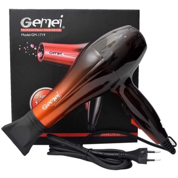 Gemei GM-1719 1800W Professional Hair Dryer with Nozzles