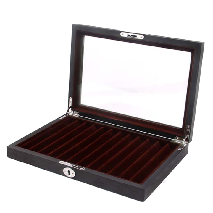 1%20PCS%20Wood%20Pen%20Display%20Box%20Deluxe%20Pen%20Case%20with%20Key%20Transparent%20Window%20Fountain%20Storage%20Showcase%20Organizer-Collection%2012%20Slots%20-%20Image%204