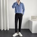 New Spring and Summer Men's Lightly Mature Suit Casual Suit Pants Men's Korean-Style Fashion Shirt Long Sleeve Wear Draping Shirt. 