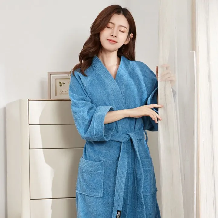 Japanese%20Style%20Kimono%20Pure%20Cotton%20Bathrobe%20Towel%20Material%20Loose%20Multi-Needle%20Double-Sided%20Terry%20Bathrobe%20Cotton%20Hotel%20Nightgown%20Absorbent%20-%20Image%203