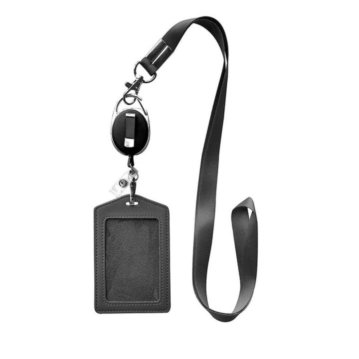 Leather Badge holder Professional Business Card band ID card holder Retractable Neck strap Leather holder for Office Conference Trade show Corporate events Employee identification