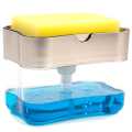 2-in-1 Soap Dispenser With Sponge Holder Cleaning Liquid Pump Dispenser - Container Manual Press Home Bathroom Kitchen Clean Machine With Sponge. 