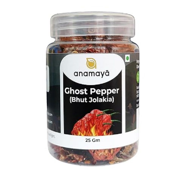 anamaya Bhut Jolokia Chilli | King Chilli | Naga King Chilli | Ghost Pepper | 25 Gm Food Grade Jar | Sourced from Nagaland|Whole (FROM INDIA FAAZ)