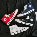 Canvas Shoes Men's High-Top Student Korean Fashion Shoes Versatile Japanese White Shoes Fashion Cloth Shoes Couple Shoes Men's Board Shoes. 