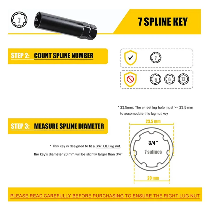 7%20Spline%20Lug%20Nut%20Key%206%20Spline%20Lug%20Nut%20Socket%20Removal%20Tool,%204%20PCS%20Dual%20Hex%20Drive%20Aftermarket%20Wheel%20Lock%20Key%20Replacement%20-%20Image%202