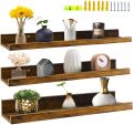 Giftgarden 24 Inch Floating Shelves Wall Mounted Set of 3, Rustic Large Wall Shelf with Picture Ledge for Bathroom Bedroom Kitchen Living Room, 3. 