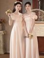 Bridesmaid Dress 2024 New Summer Champagne Satin Sisters Group Dress Women's Daily Style High Sense Niche. 