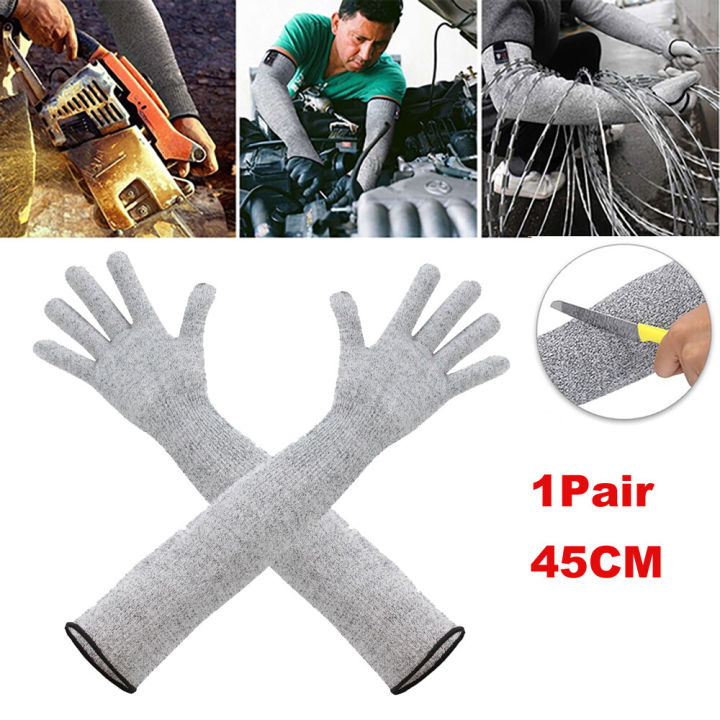 45CM Cut-Resistant Working Safety Gloves and Arm Sleeves Anti-Cut Protective Stainless Steel Wire for Butcher Builder Gardener