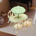 Pretend Play Outdoor Dinign Table and Chair Set Exquisite Activity Picnic Dinner Toys Picnic Table with Parasols for Birthday Gift Preschool. 