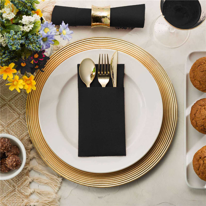 100PCS%20Disposable%20Dinner%20Napkins%20with%20Built-in%20Flatware%20Pocket,Prefolded%20Cloth%20Like%20Paper%20Napkins%20for%20Wedding%20Party%20-%20Image%202