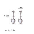 Gothic Star Sutd Earring Dark Red Heart Drop Zircon Earrings Y2K Cross Love Stone Pendant Earring Irregular Crystal Aesthetic Egirl Accessories. 