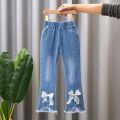 Baby Girls Cowboy Pants Spring Autumn Girls Casual Denim Trousers Children Clothing Kids Stretch Flared Pants for 4-10 Years. 