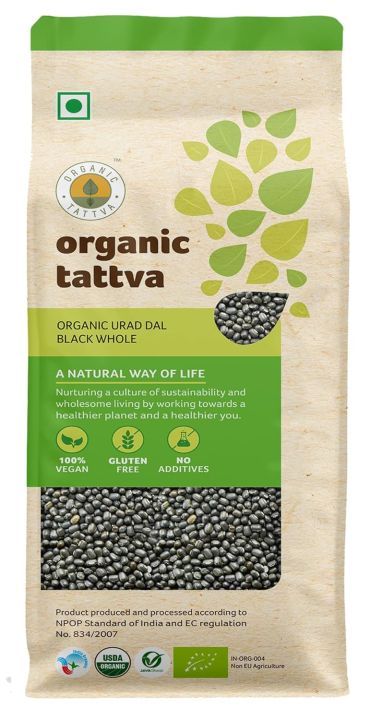 Organic Tattva, Organic Unpolished Urad Dal Black Whole, 500g (FROM INDIA) SAB