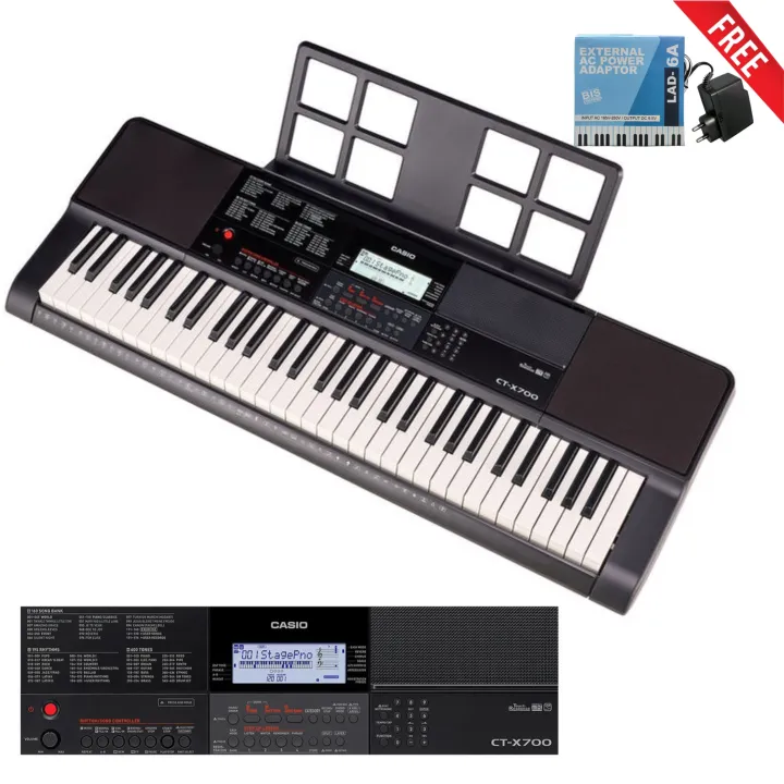 Casio CT-X700 61-Key Portable Keyboard with Power Adaptor, Music Rest 1 Year company Warranty Black Organ Electric piano keyboard 61 keys musical instrument