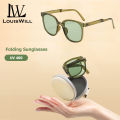 LouisWill Folding Sunglasses In Round Packaging Handbag Decorative Sun Glasses Outdoor Travel Sunscreen Sunglasses Women UV400 Trendy Sunglasses For Women Polarized Round Chic Retro Sunglasses. 