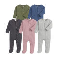 Yfashion Baby Long Sleeves Jumpsuit Newborn Cotton Single Breasted Simple Solid Color Romper For 0-1 Years Old Kids. 