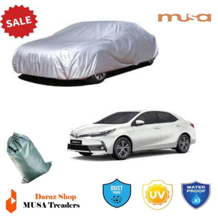 Toyota Corolla X Altis Grande Car Cover with bag - Silver Grey Parachute Quality Long Life Dust Proof Anti Scrtch UV Resistant Car Top Cover Toyota Corolla X Altis Grande 2015 2016 2017 2018 2019 2020 2021