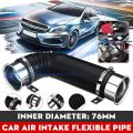 76mm Car Air Intake Pipe Cold Feed Flexible Inlet Duct Induction Kit Filter. 