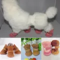 Dog Snow Boots Cotton Blend Detachable Closure Warm Walking Shoes Small 4-Pack. 