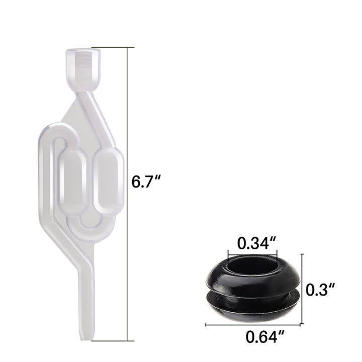 Twin Bubble Airlock S Type Airlock One-way Exhaust Water Seal Valve With Silicon Grommet Fermentation Air Lock Brew