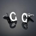 Simple Silver Color 26 Letter Cufflinks for men A to Z Alphabet Initial Cuff Links Business Suit Shirt Button Wedding Jewelry. 