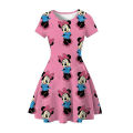 MINISO Disney Girl Dresses Summer 3D Cartoon Mickey Mouse Minnie Short Sleeve Cute Birthday Party Princess Dress Toddler Clothes. 
