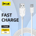 IVON 2.4A USB Type C Cable Fast Charging Cable For Xiaomi OPPO POCO Samsung Mobile Phone Power Bank Usb C Cable Charger USB Cable. 