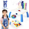 2 In 1 Tetris Projection Painting Table Kids Drawing Board Projector Table, Drawing Table Led Projector Toddler Toy Educational Drawing Playset for Kids Boys Girls Age 3+. 
