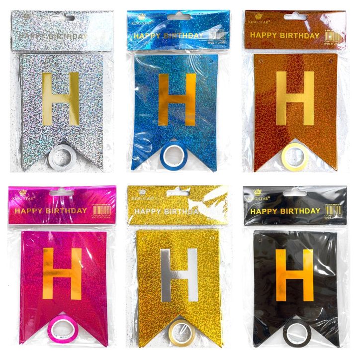Shine Bunting Glitter Banner HAPPY BIRTHDAY Letter Flag Banner