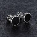 Man Fashion ium Earbob Ear Studs Cool Flat Round Shape Earrings. 