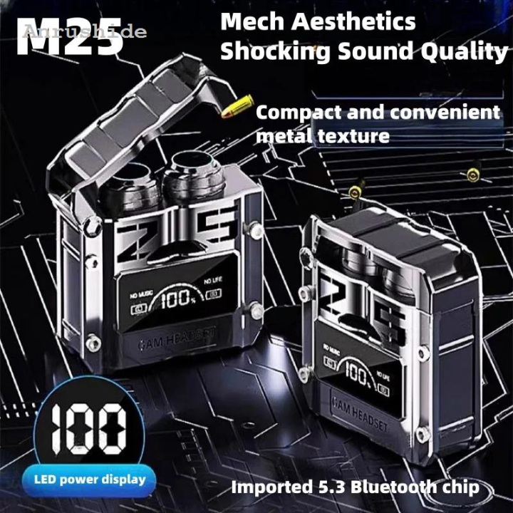 M25 TWS Wireless Earplug Touch Control Bluetooth 5.1 IPX7 Waterproof Luxury Built-in Microphone Is Suitable for Sports Travel