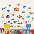 【IKE】Cartoon Underwater World Wall Stickers for Kids Children's Room Bedroom Decoration Removable Waterproof Wallpapers. 